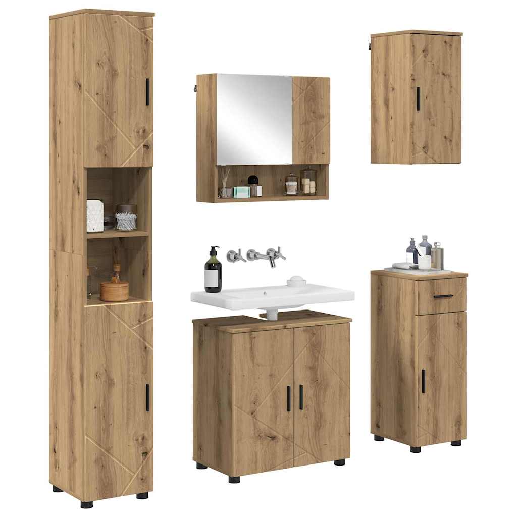 Badezimmermöbel-Set 5 Stk. Artisan-Eiche 61 x 35 x 64 cm