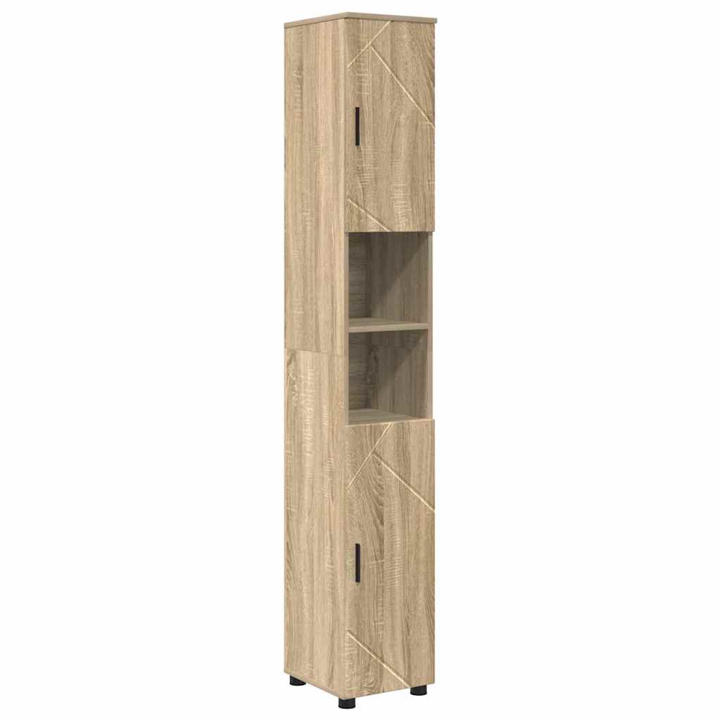 Badezimmermöbel-Set 4 pcs Sonoma-Eiche Holzwerkstoff & Metall