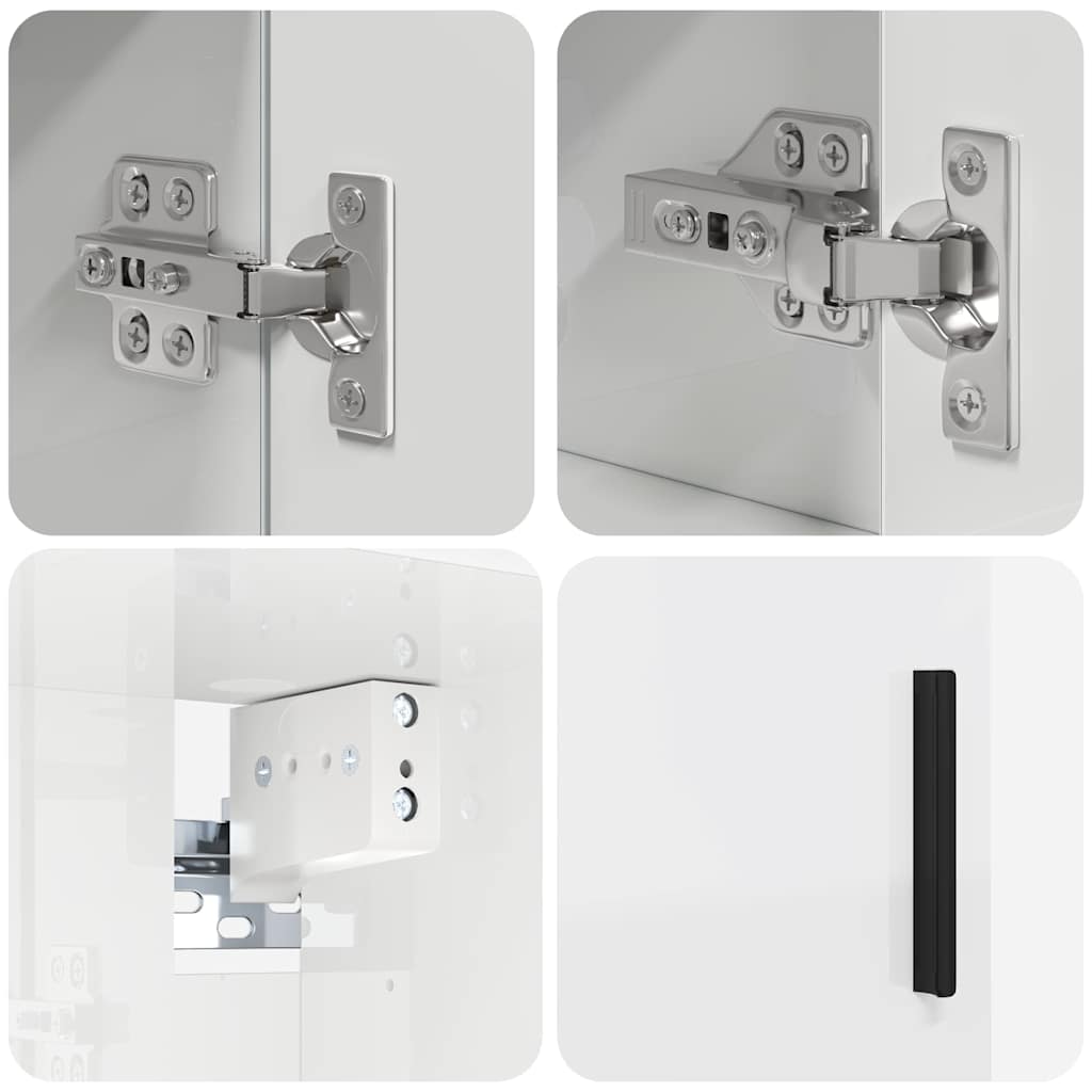 Badezimmermöbel-Set 4 pcs Hochglanz Weiß Holzwerkstoff & Metall