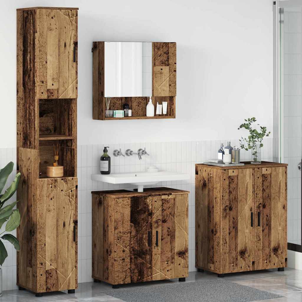 Badezimmermöbel-Set 4 pcs Altholz Holzwerkstoff & Metall