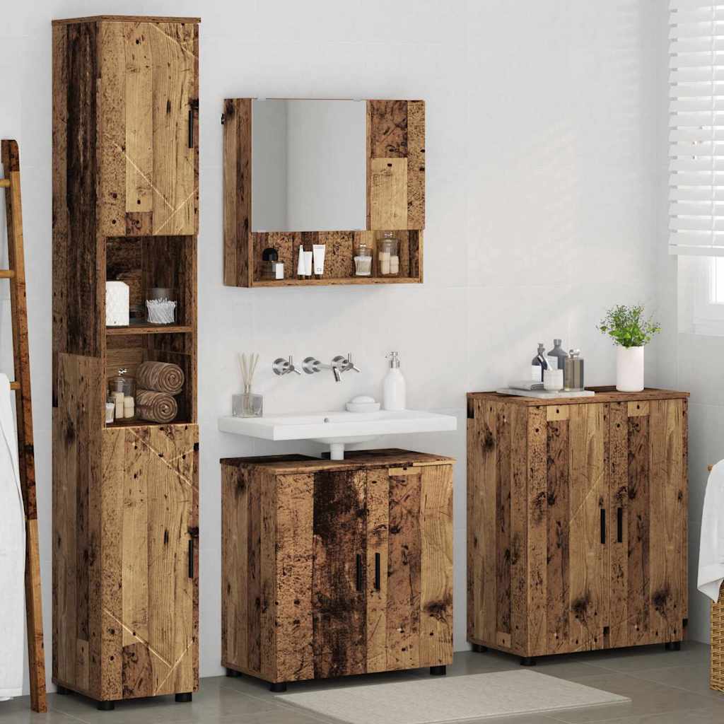 Badezimmermöbel-Set 4 pcs Altholz Holzwerkstoff & Metall
