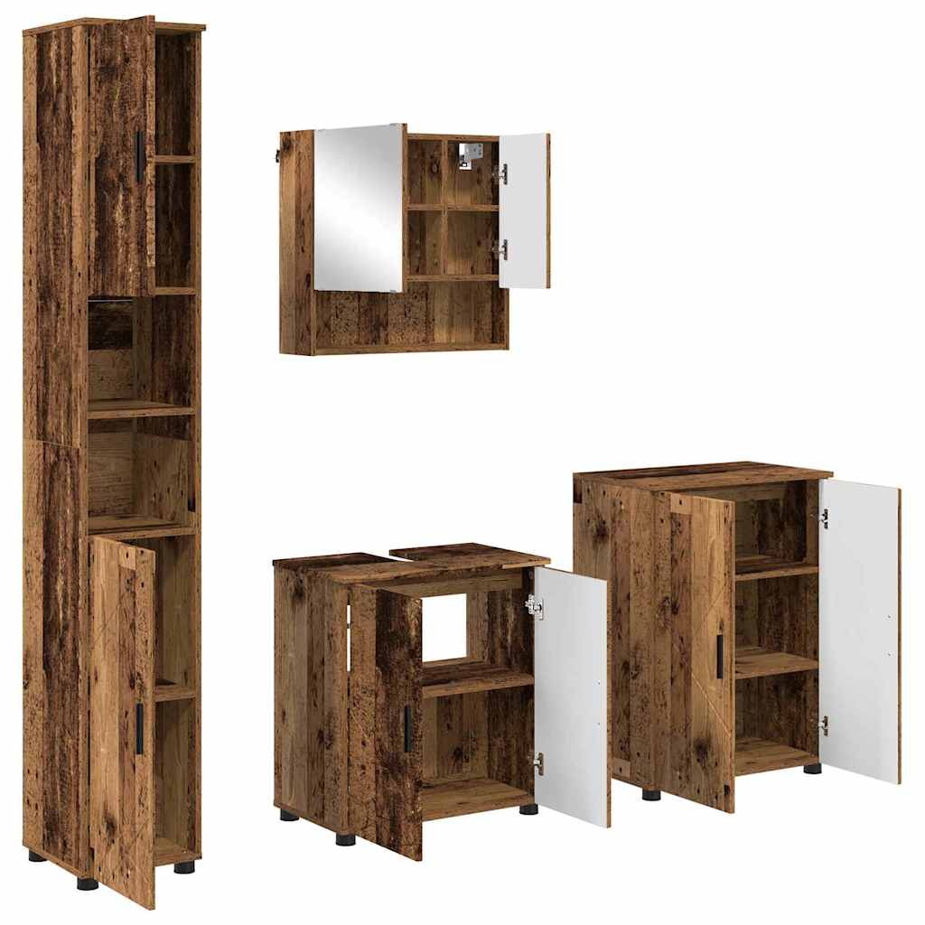 Badezimmermöbel-Set 4 pcs Altholz Holzwerkstoff & Metall