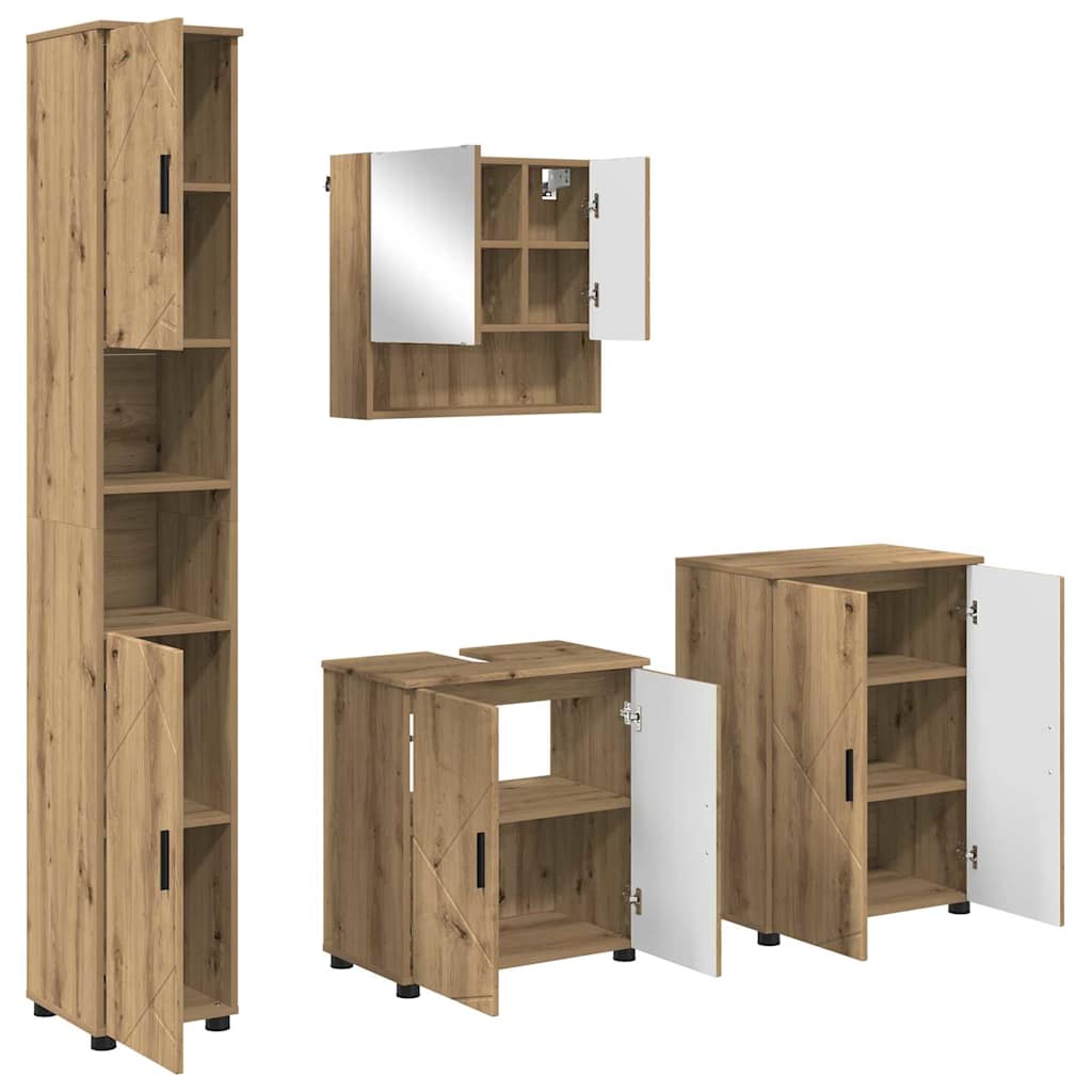 Badezimmermöbel-Set 4 Stk. Artisan-Eiche 61 x 35 x 64 cm