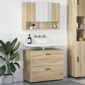 Badezimmermöbel-Set 2 pcs Sonoma-Eiche Sperrholz und Metall