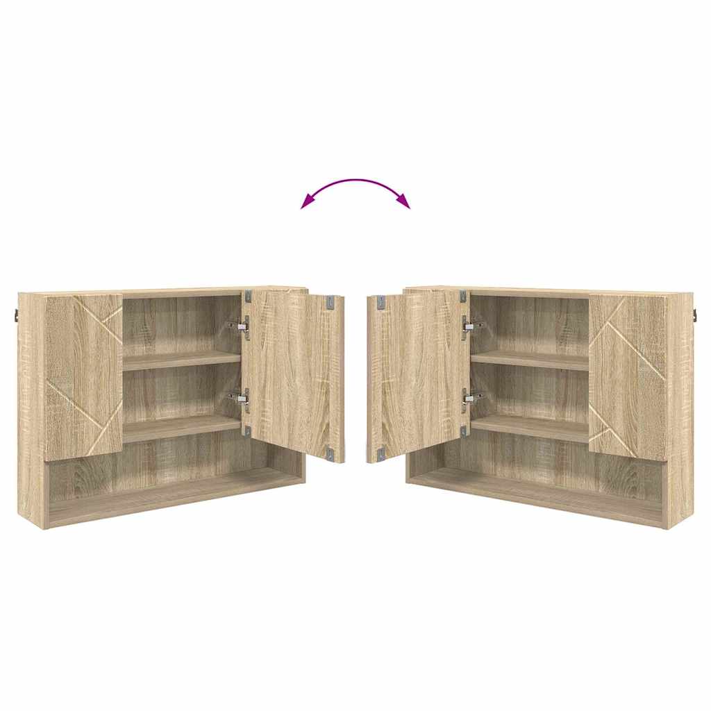 Badezimmermöbel-Set 2 pcs Sonoma-Eiche Sperrholz und Metall