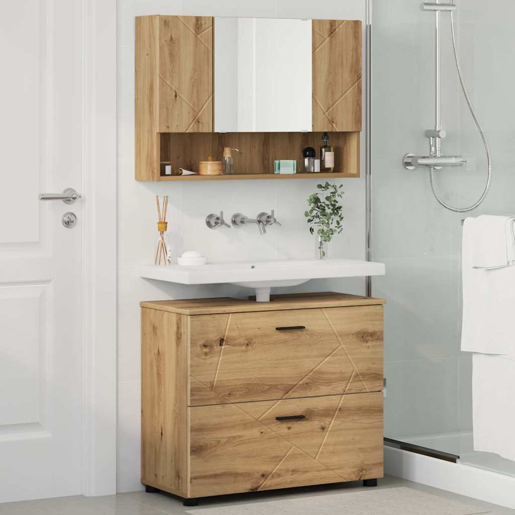 Badezimmermöbel-Set 2 Stk. Artisan-Eiche 76,5 x 35 x 64 cm