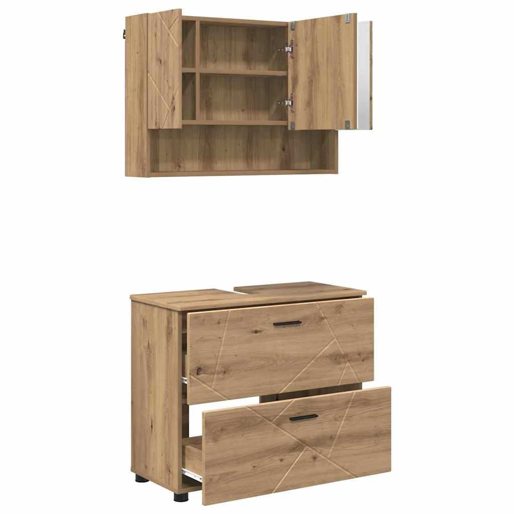 Badezimmermöbel-Set 2 Stk. Artisan-Eiche 76,5 x 35 x 64 cm