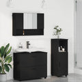 Badezimmermöbel-Set mit Tür 3 pcs Schwarz Sperrholz und Metall