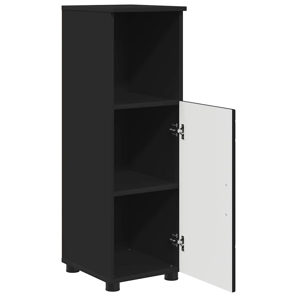 Badezimmermöbel-Set mit Tür 3 pcs Schwarz Sperrholz und Metall