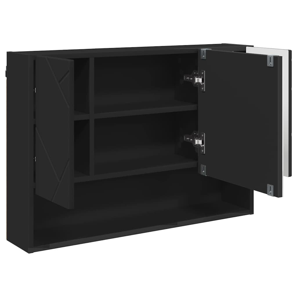 Badezimmermöbel-Set mit Tür 3 pcs Schwarz Sperrholz und Metall