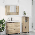 Badezimmermöbel-Set 3 pcs Sonoma-Eiche Sperrholz und Metall