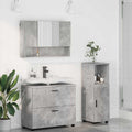 Badezimmermöbel-Set 3 pcs Beton Grau Sperrholz und Metall