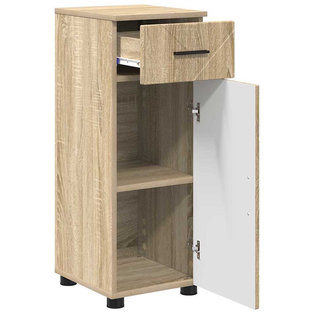 Badezimmermöbel-Set 3 pcs Sonoma-Eiche Sperrholz und Metall