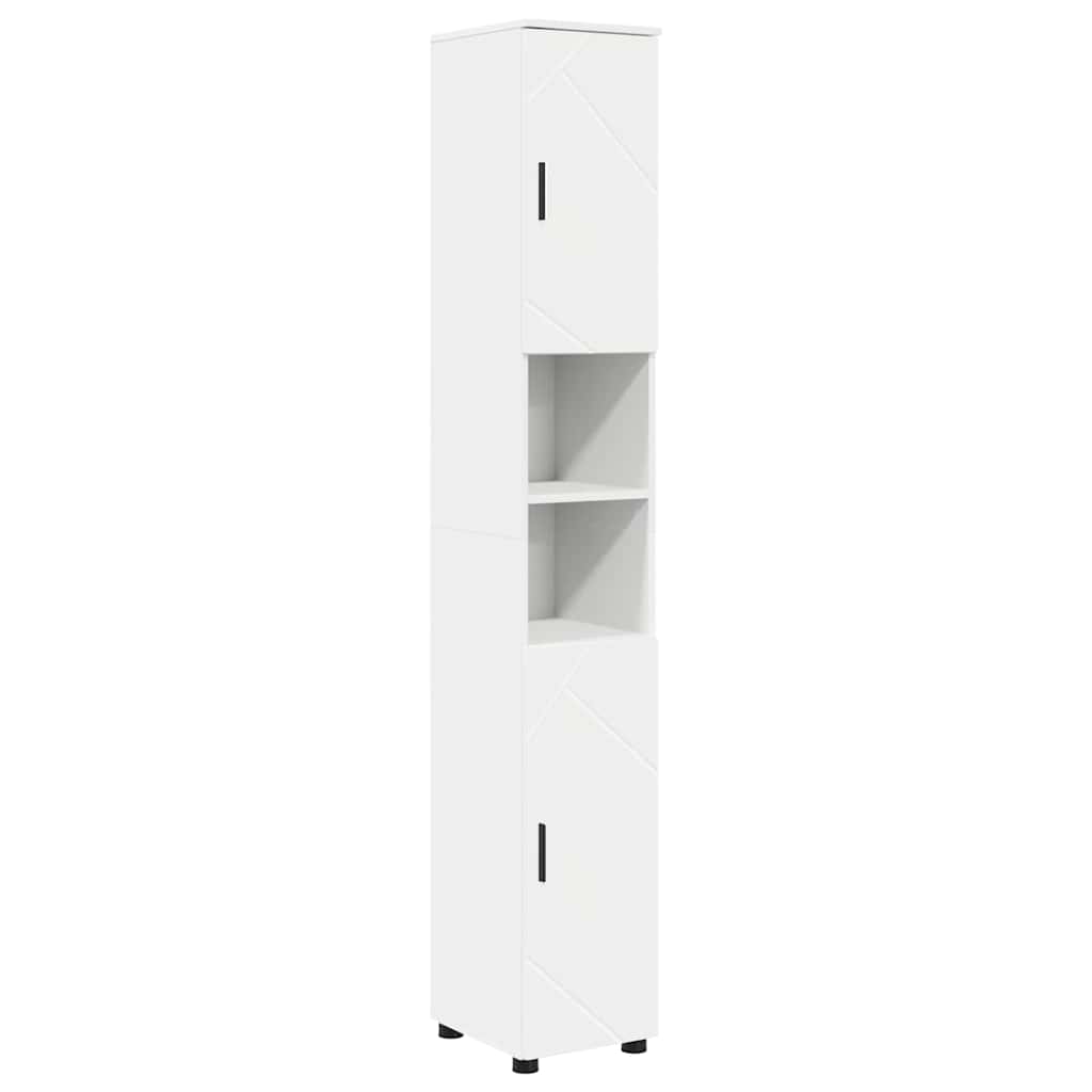 Badezimmermöbel-Set mit Regal 4 pcs Weiß Sperrholz und Metall