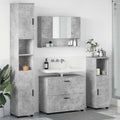 Badezimmermöbel-Set 4 pcs Beton Grau Sperrholz und Metall