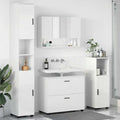 Badezimmermöbel-Set 4 pcs Hochglanz Weiß Sperrholz und Metall