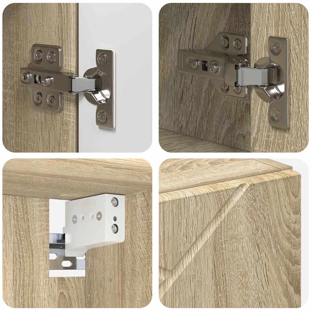 Badezimmermöbel-Set 4 pcs Sonoma-Eiche Sperrholz und Metall
