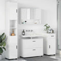 Badezimmermöbel-Set 4 pcs Hochglanz Weiß Sperrholz und Metall