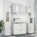 Badezimmermöbel-Set mit Regal 5 pcs Weiß Sperrholz und Metall