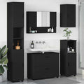 Badezimmermöbel-Set mit Tür 5 pcs Schwarz Sperrholz und Metall