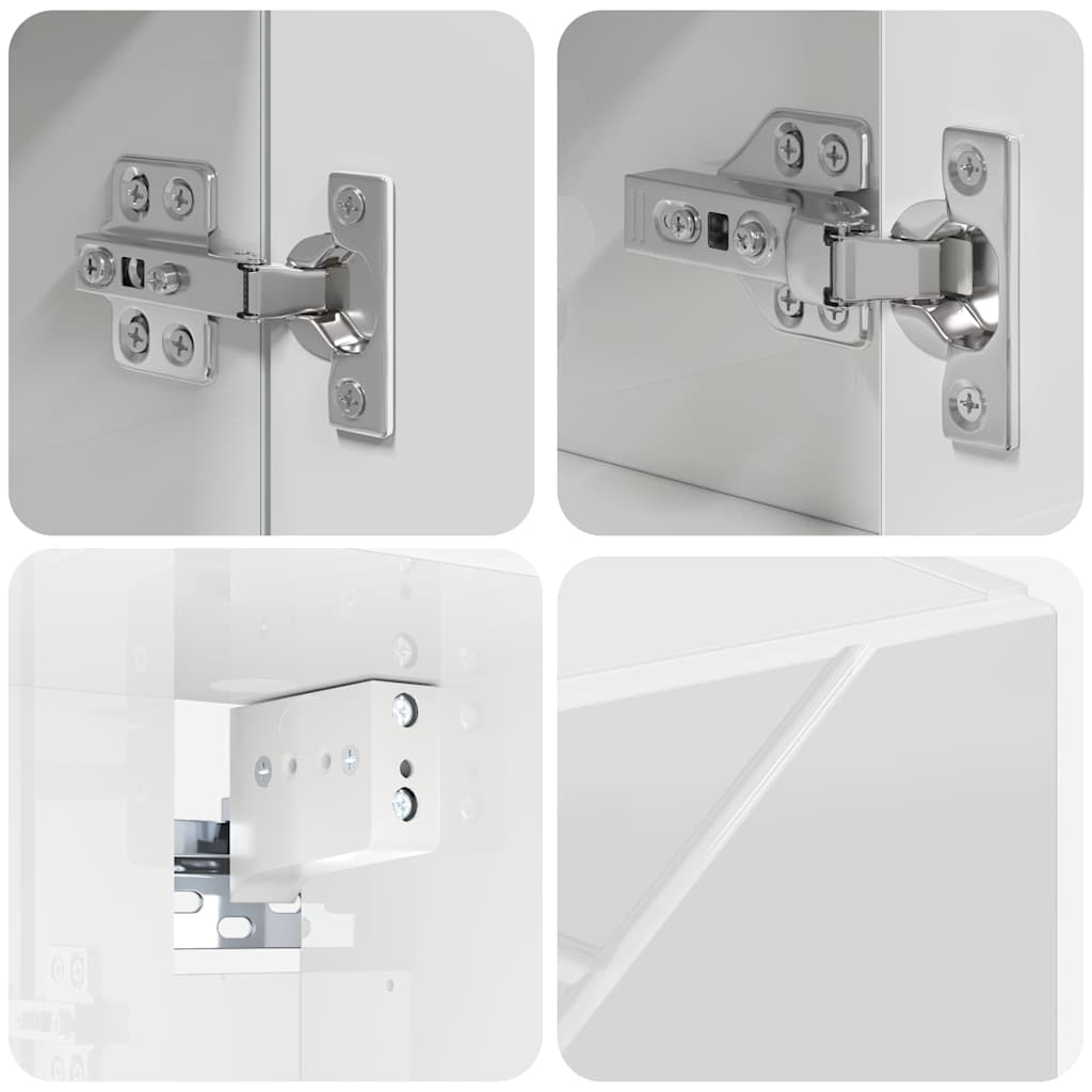 Badezimmermöbel-Set 5 pcs Hochglanz Weiß Sperrholz und Metall