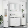 Badezimmermöbel-Set 5 pcs Hochglanz Weiß Sperrholz und Metall