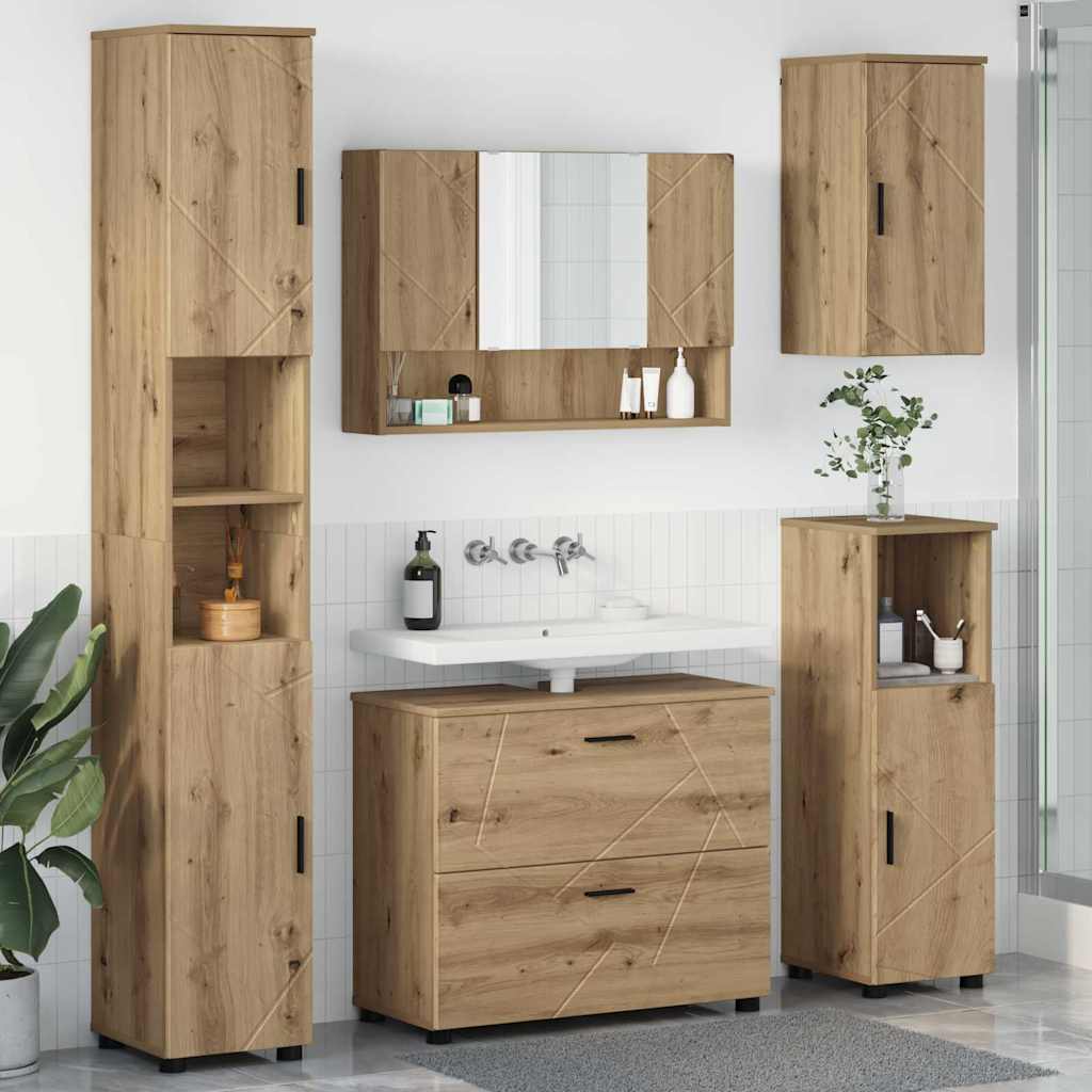 Badezimmermöbel-Set 5 Stk. Artisan-Eiche 35 x 30 x 192 cm