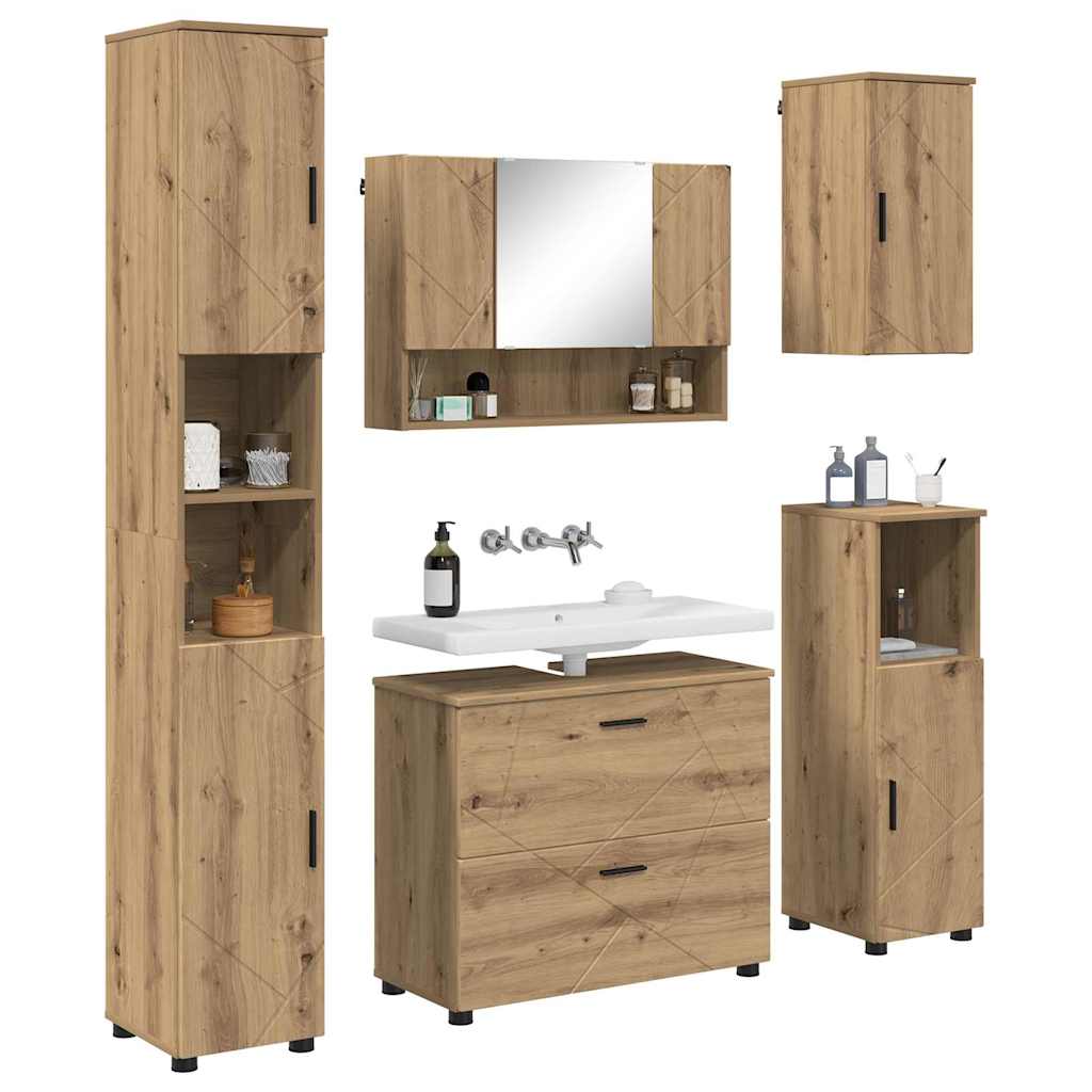 Badezimmermöbel-Set 5 Stk. Artisan-Eiche 35 x 30 x 192 cm