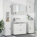 Badezimmermöbel-Set mit Regal 5 pcs Weiß Sperrholz und Metall