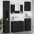 Badezimmermöbel-Set mit Tür 5 pcs Schwarz Sperrholz und Metall