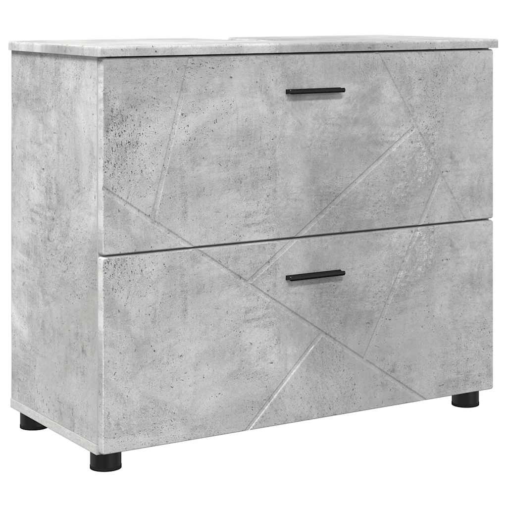 Badezimmermöbel-Set 5 pcs Beton Grau Sperrholz und Metall