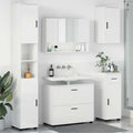 Badezimmermöbel-Set 5 pcs Hochglanz Weiß Sperrholz und Metall