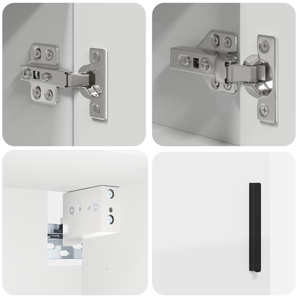 Badezimmermöbel-Set mit Regal 4 pcs Weiß Sperrholz und Metall