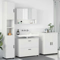 Badezimmermöbel-Set mit Regal 4 pcs Weiß Sperrholz und Metall