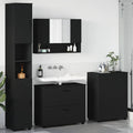 Badezimmermöbel-Set mit Tür 4 pcs Schwarz Sperrholz und Metall