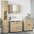 Badezimmermöbel-Set 4 pcs Sonoma-Eiche Sperrholz und Metall