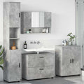 Badezimmermöbel-Set 4 pcs Beton Grau Sperrholz und Metall