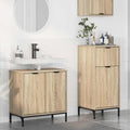 Badezimmermöbel-Set 2 pcs Sonoma-Eiche Sperrholz und Metall