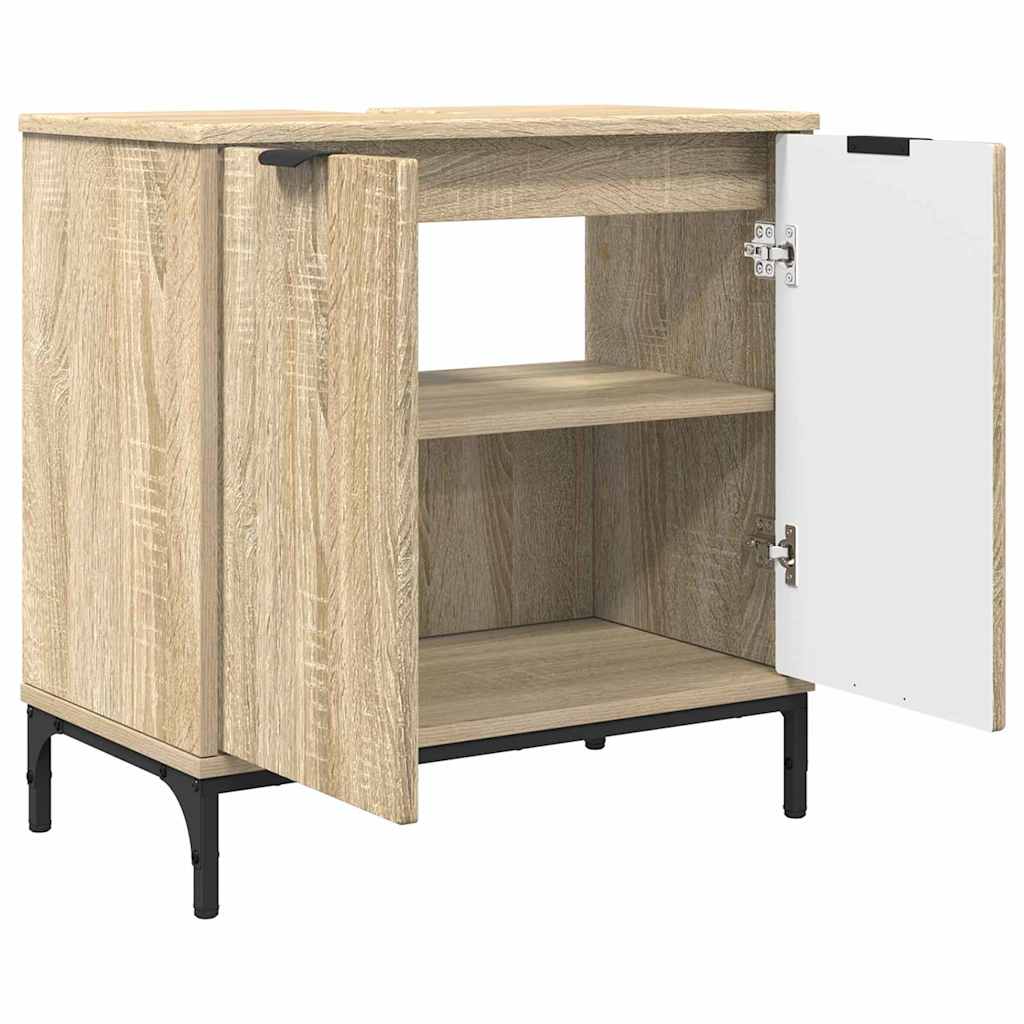 Badezimmermöbel-Set 2 pcs Sonoma-Eiche Sperrholz und Metall