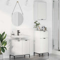 Badezimmermöbel-Set mit Regal 3 pcs Weiß Sperrholz und Metall
