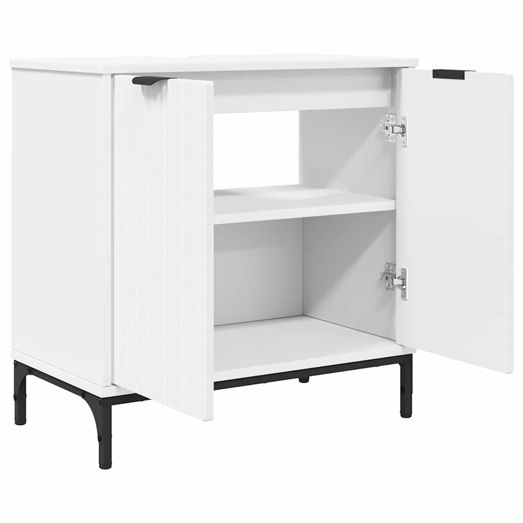 Badezimmermöbel-Set mit Regal 3 pcs Weiß Sperrholz und Metall