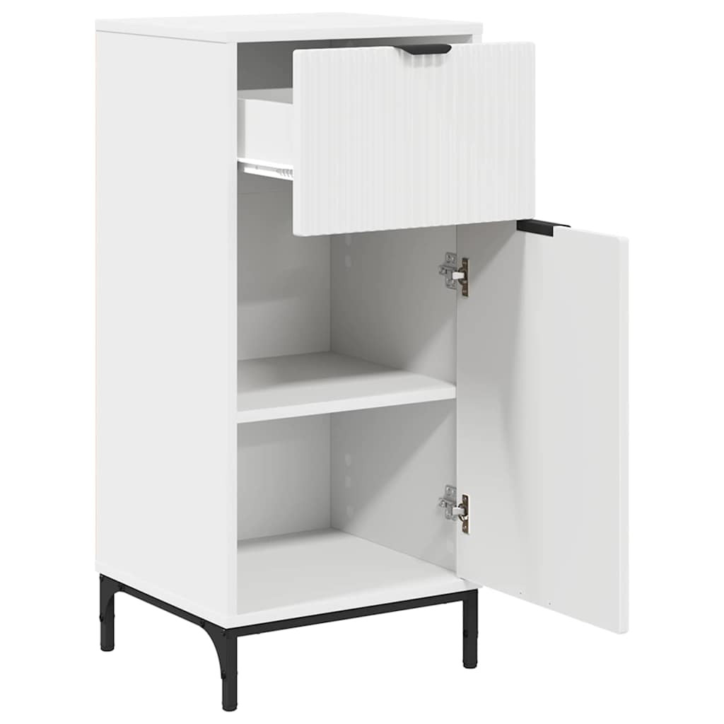 Badezimmermöbel-Set mit Regal 3 pcs Weiß Sperrholz und Metall