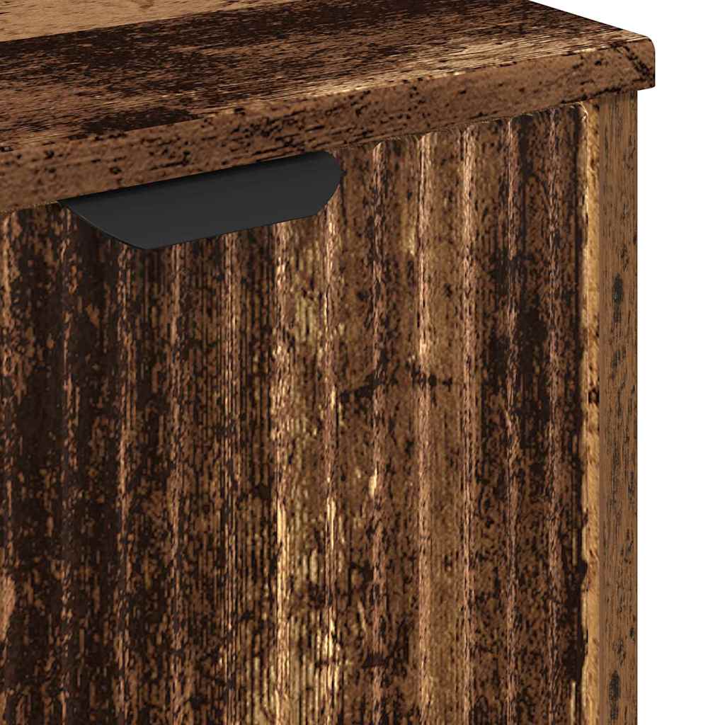 Badezimmermöbel-Set mit Tür 3 pcs Altholz Sperrholz und Metall