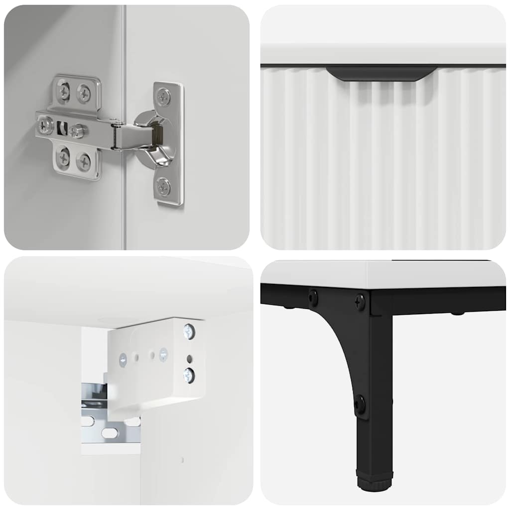 Badezimmermöbel-Set mit Schubladen Weiß Holzwerkstoff, Metall