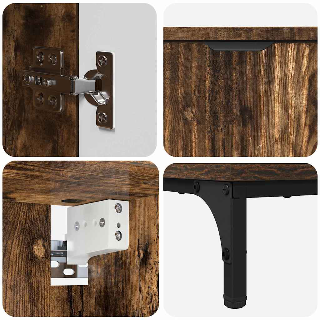 Badezimmermöbel-Set Geräucherte Eiche Holzwerkstoff, Metall