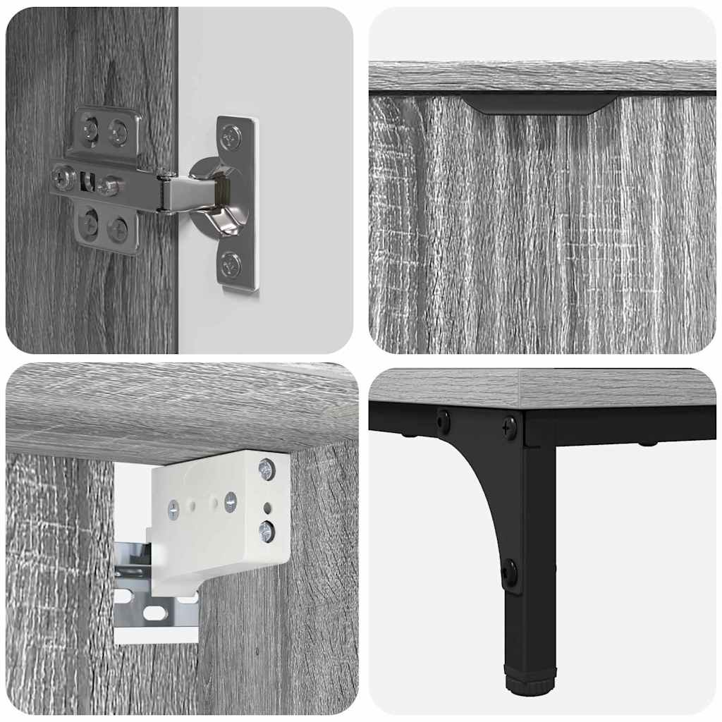 Badezimmermöbel-Set mit Tür Graues Sonoma Holzwerkstoff, Metall