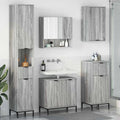 Badezimmermöbel-Set mit Tür Graues Sonoma Holzwerkstoff, Metall