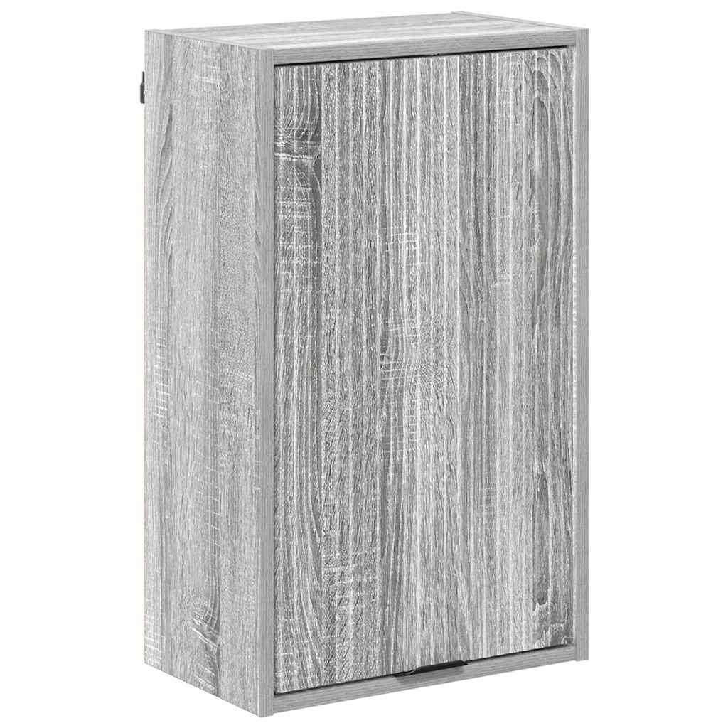 Badezimmermöbel-Set mit Tür Graues Sonoma Holzwerkstoff, Metall