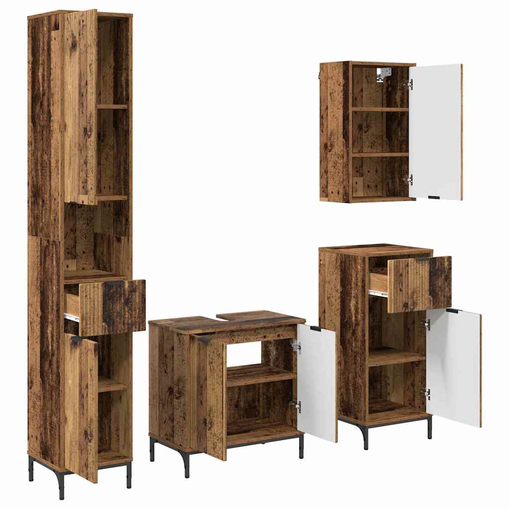 Badezimmermöbel-Set Wandmontiert Altholz Holzwerkstoff, Metall