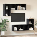 TV-Schrankset 4 pcs Schwarz Eichen-Optik Holzwerkstoff